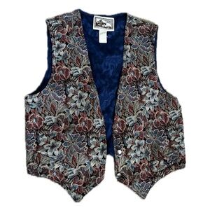Women’s Vintage Floral Jacquard Button-Up Vest. Size: M